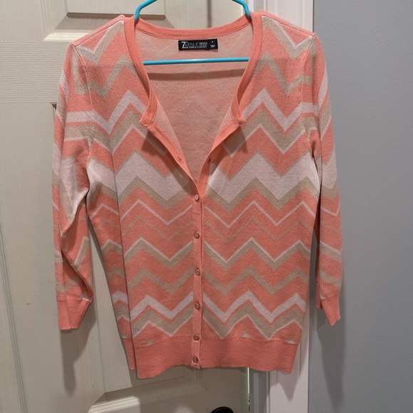 New York & Company Sweaters - NY&Co Chevron Print, Button Up Sweater, 3/4 Sleeve